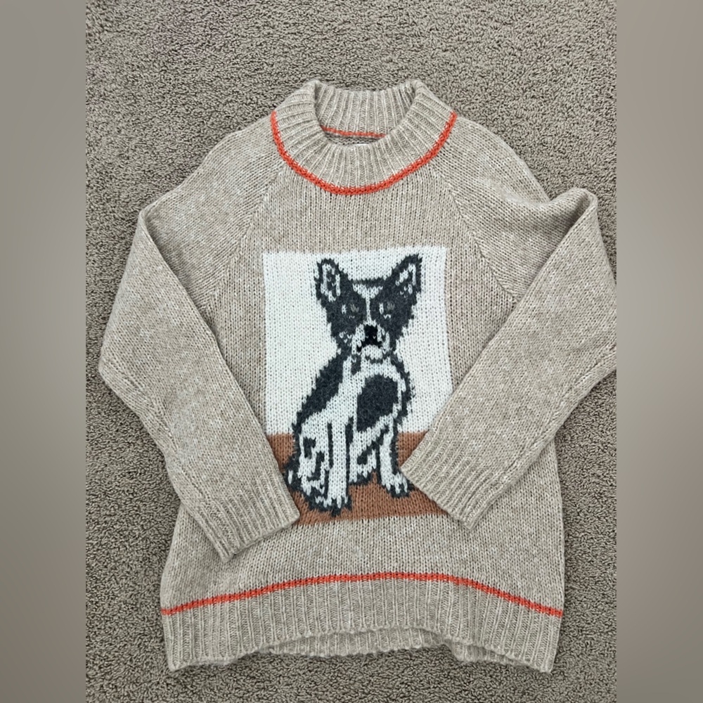 Aerie Beige Knit Sweater with Orange Accents